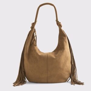 Abercrombie & Fitch Tan Hobo Bag with Fringe